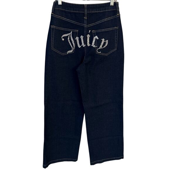 Juicy Couture Rhinestone “Juicy” Back Jeans NWT Size 7/28 Y2K Dark Wash Denim - Picture 1 of 4